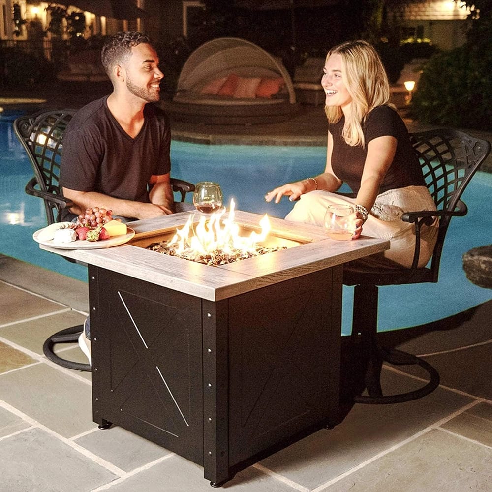 Endless Summer 30" Outdoor Gas Fire Pit, 50,000 BTU, Black Fireglass