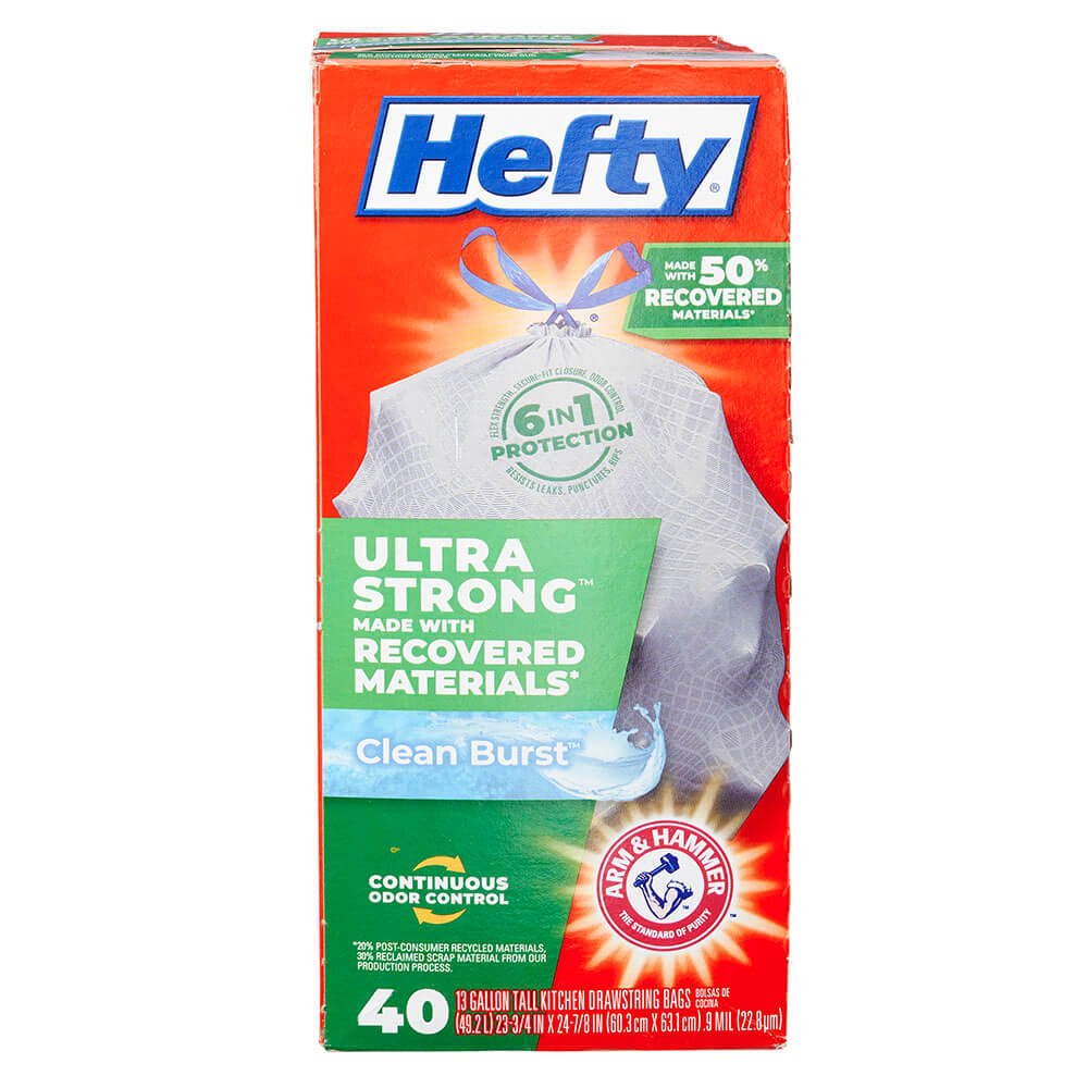 Hefty Ultra Strong Clean Burst 13 Gallon Trash Bags, 40 Count