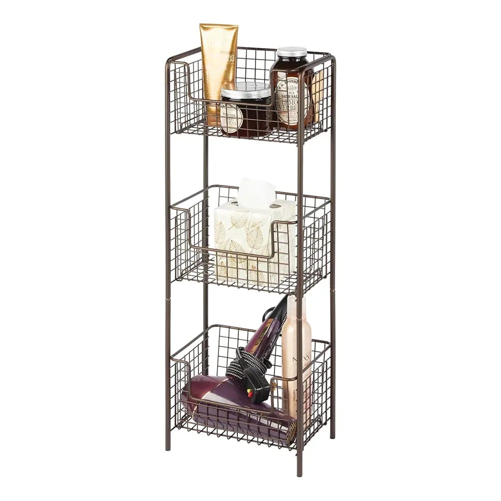 mDesign 3-Tier Vertical Standing Shelving Unit, Bronze