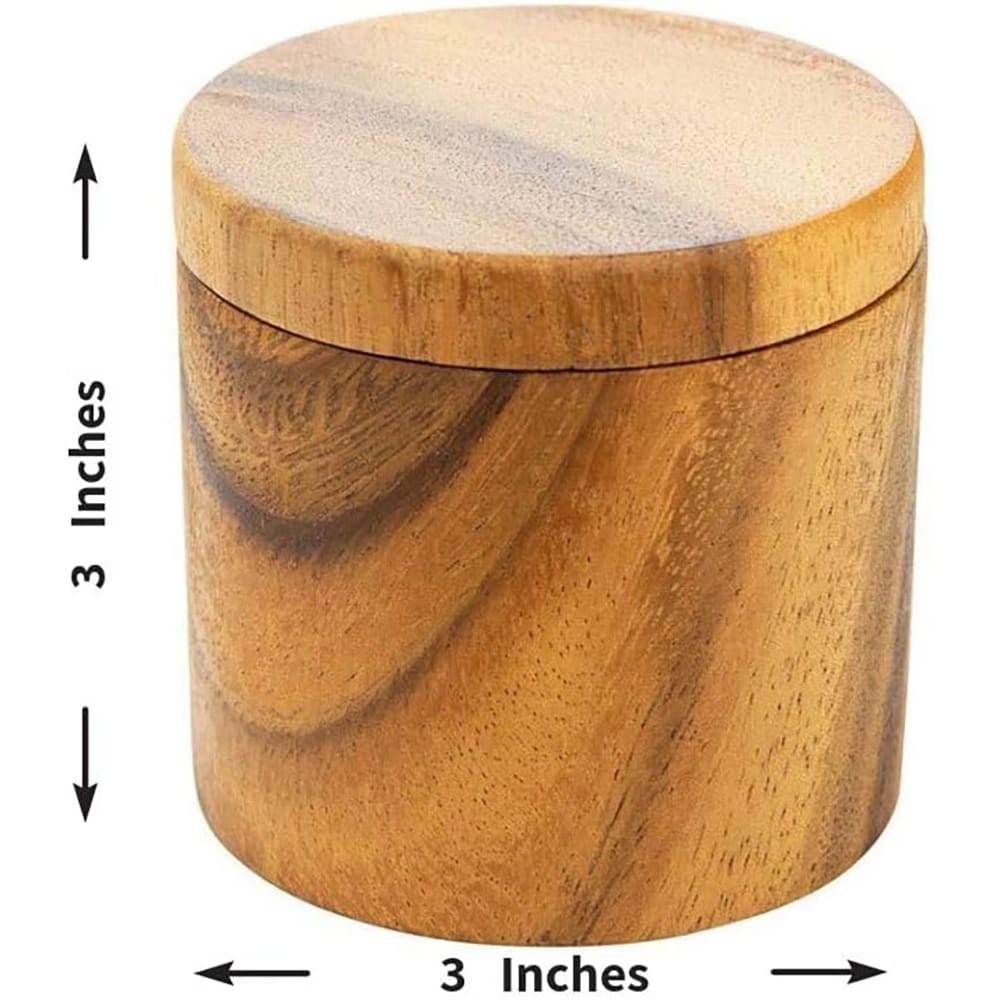 Villa Acacia Wood Salt Pot, Brown