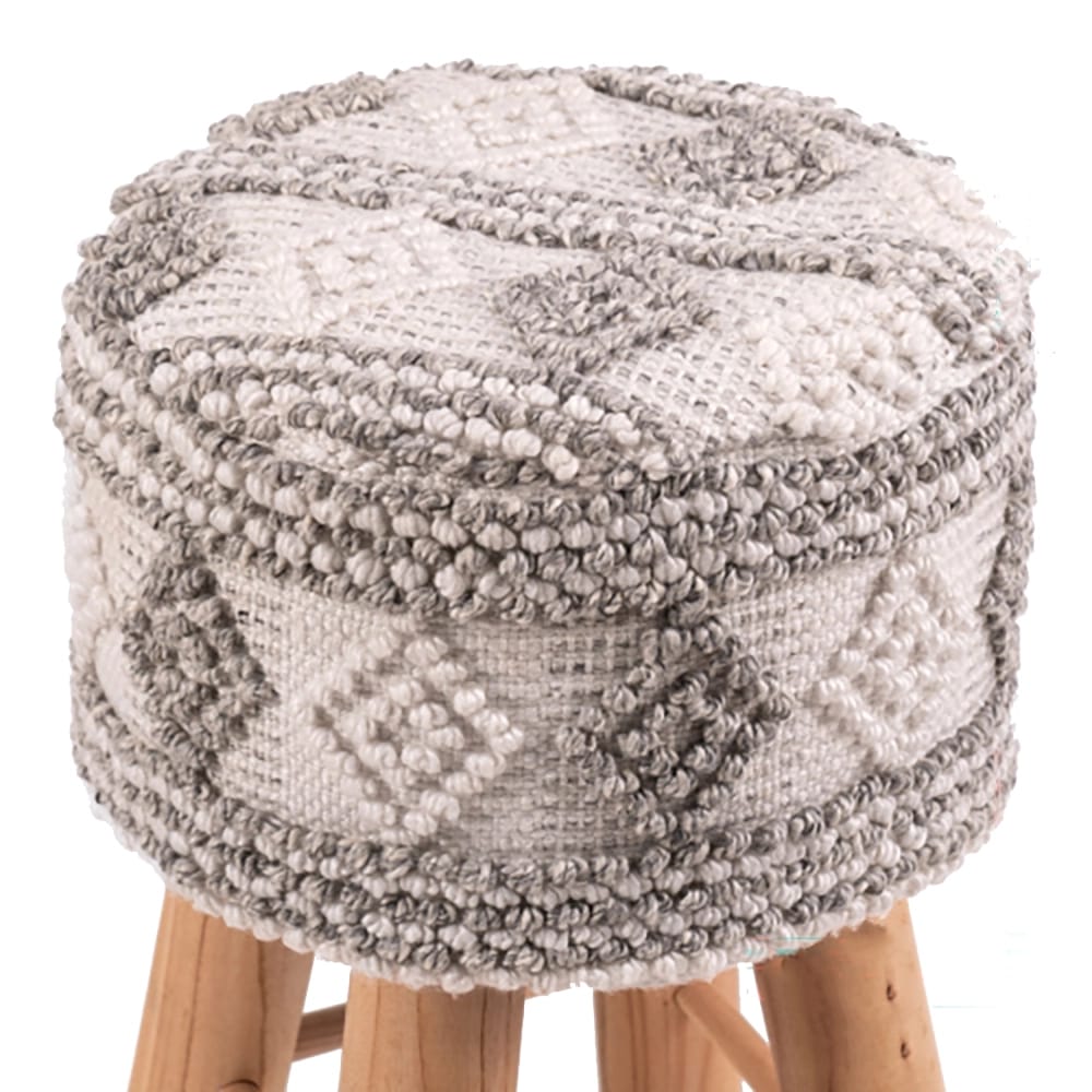 Albany Living 29" Upholstered Patterned Stool, Cream