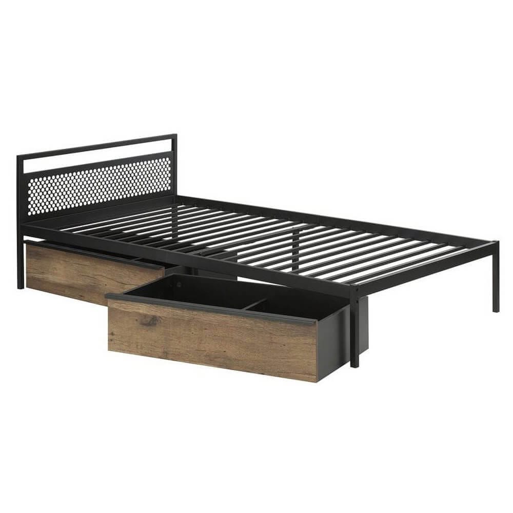 Sauder Boulevard Cafe Twin Mate's Bed with Drawers, Black/Vintage Oak