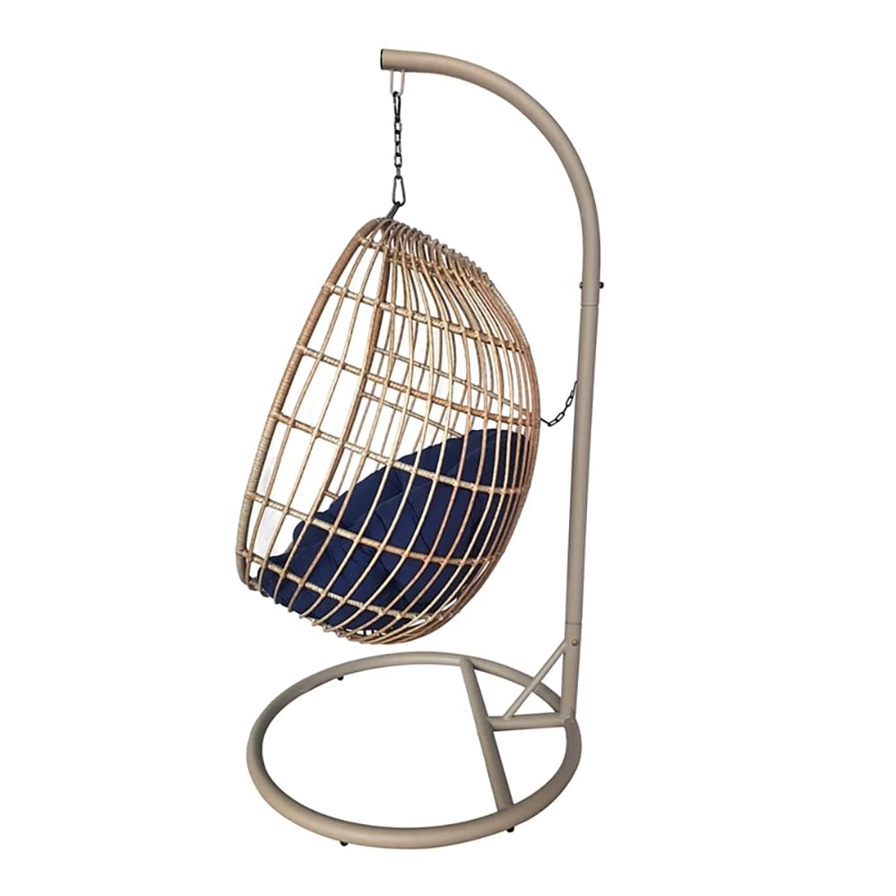 TK Classics Wicker Swing Chair, Beige/Navy