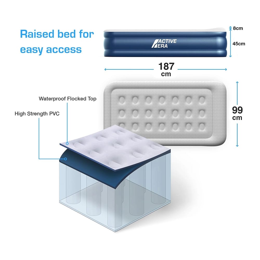 Active Era Premium 20" Air Mattress with Built in Pump, Twin