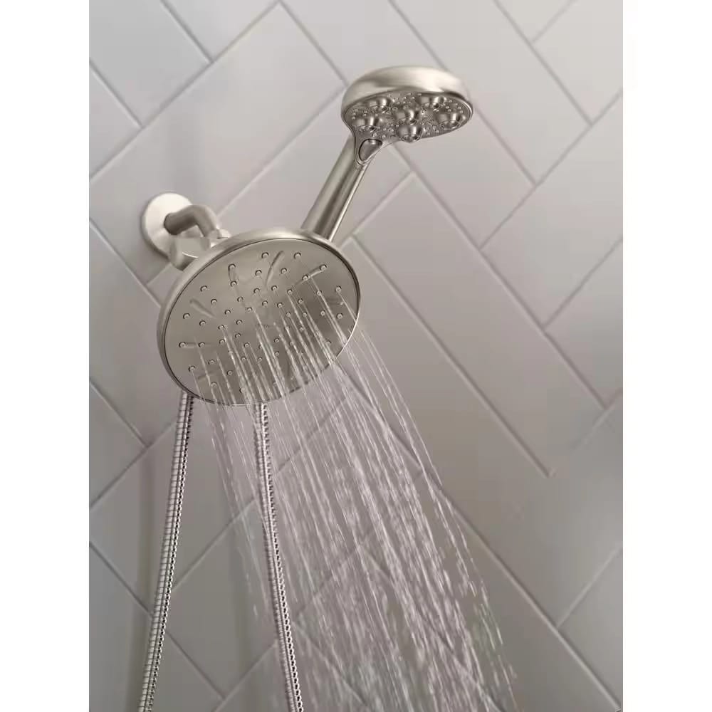 MOEN 3-Spray 7.5 in. Dual Tub Wall Mount Fixed and Handheld Shower Head, Brushed Nickel