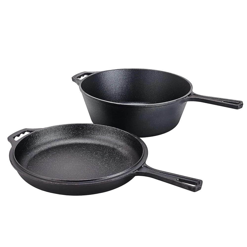 Bruntmor 2-in-1 5-Quart Pre-Seasoned Cast Iron Multi-Cooker