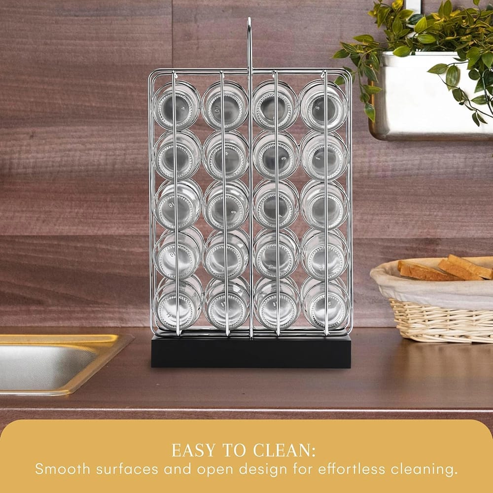 2LB Depot 5-Tier Spice Rack Organizer, Silver/Black