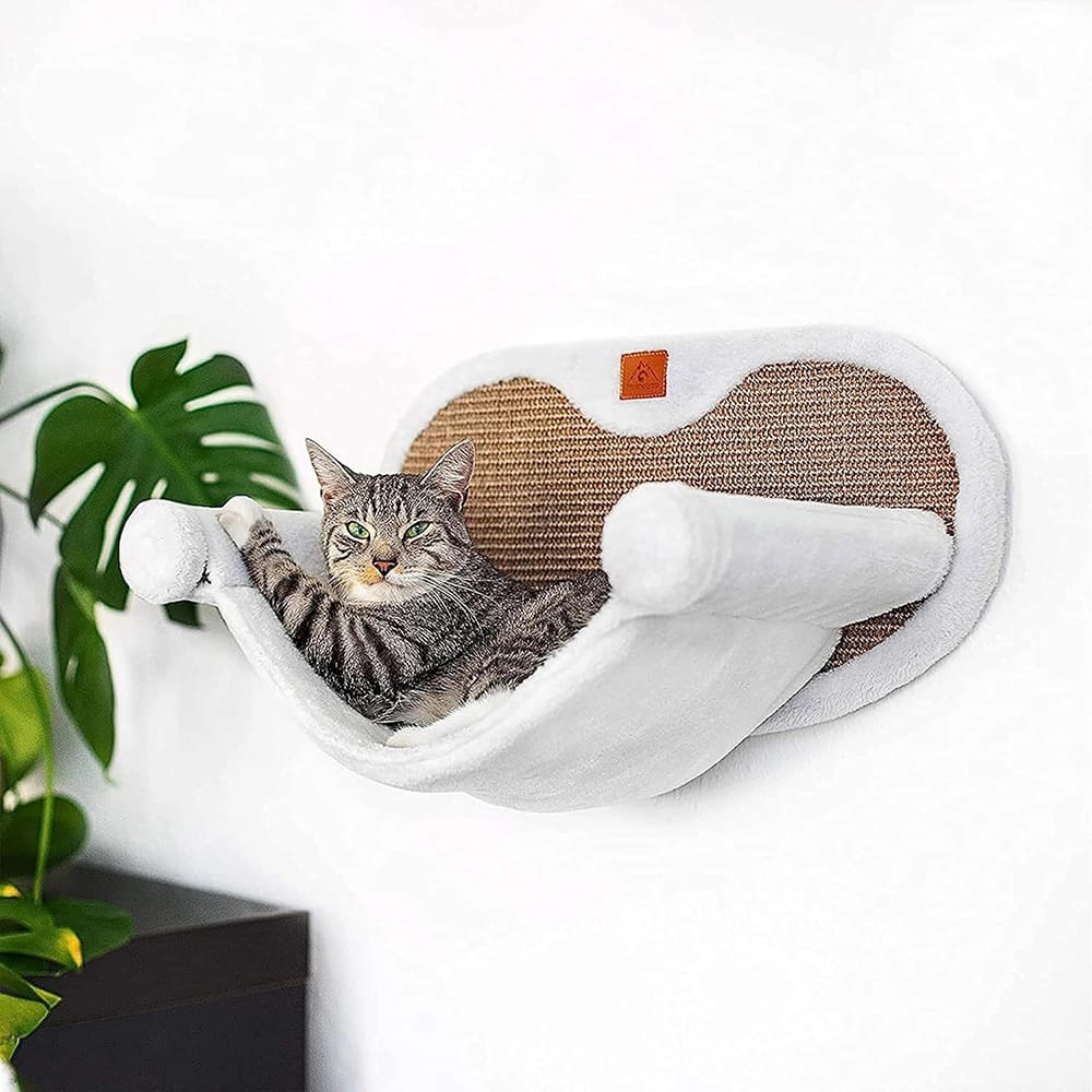 Wall Mounted Cat Hammock, White/Natural