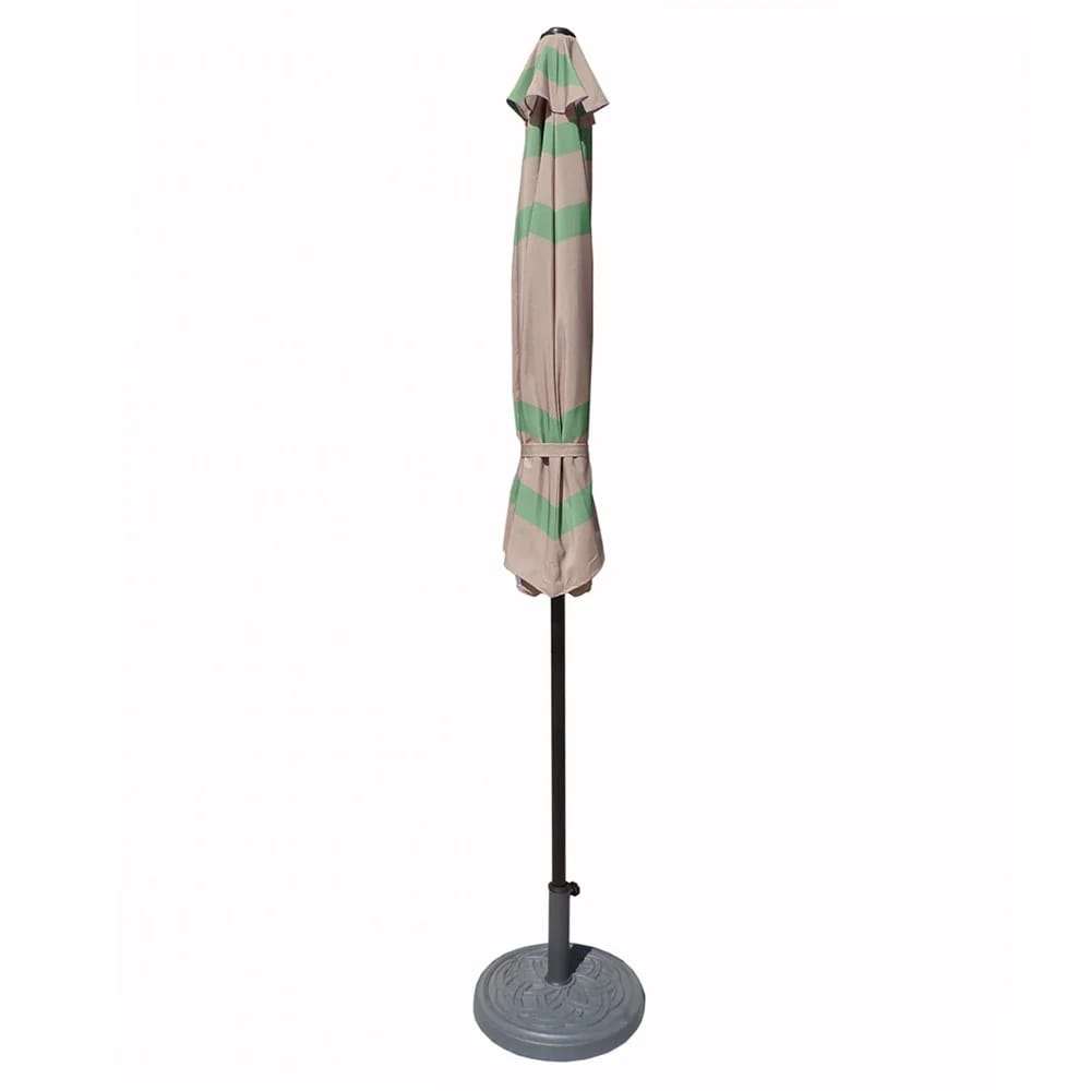 Pebble Lane Living 9' Market Outdoor Patio Umbrella, Tan/Green Stripe