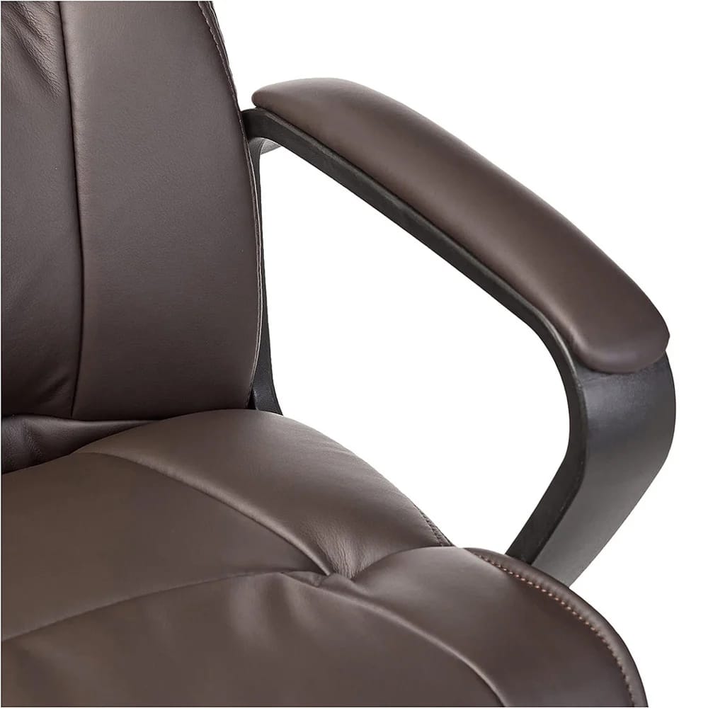 Mid-Back Padded Office Desk Chair with Armrests, Dark Brown