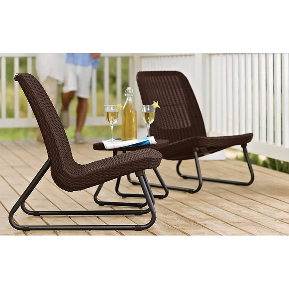 Keter Rio 3-Piece Resin Wicker Patio Furniture Set, Brown