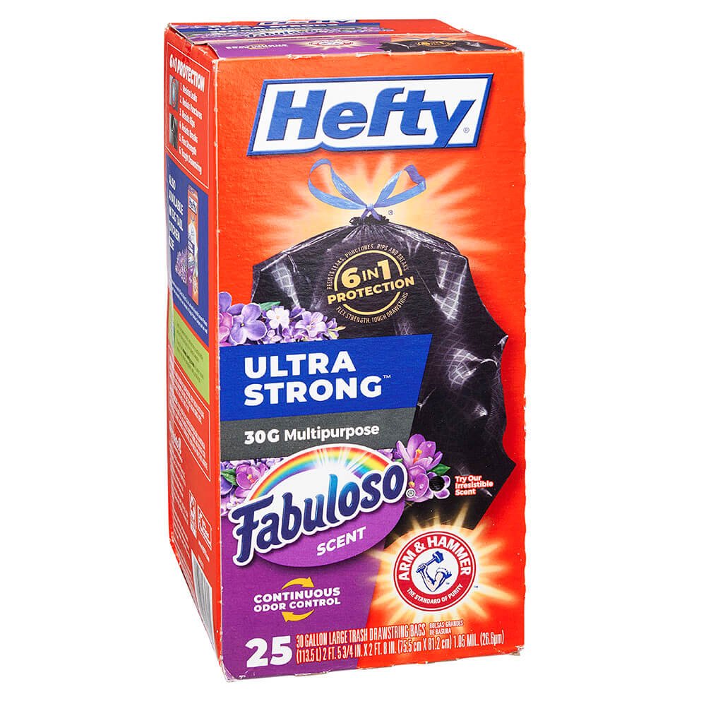 Hefty Ultra Strong Multipurpose Fabuloso 30 Gallon Trash Bags, 25 Count