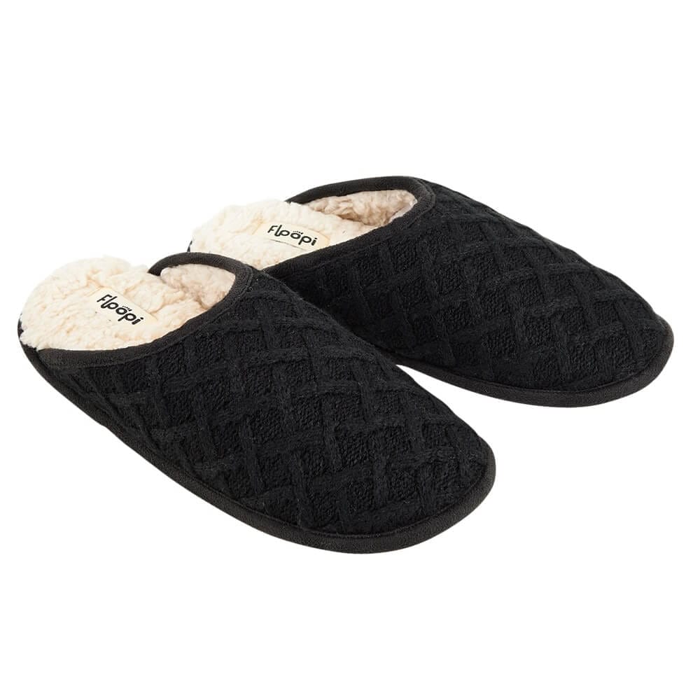 Floopi Women's Black Lattice Slide-On Slipper