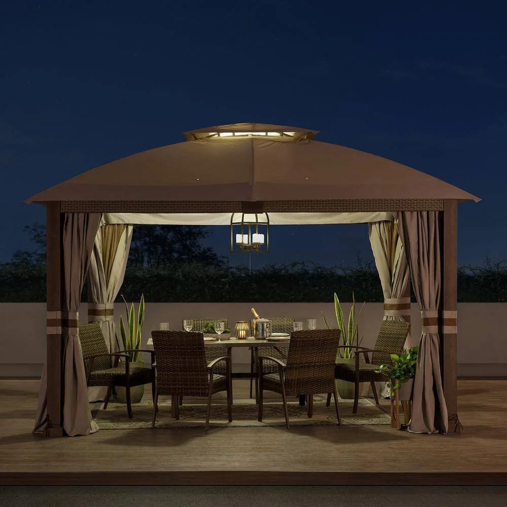 Sunjoy Fiona 2-Tier Gazebo, 11' x 13', Light Gray