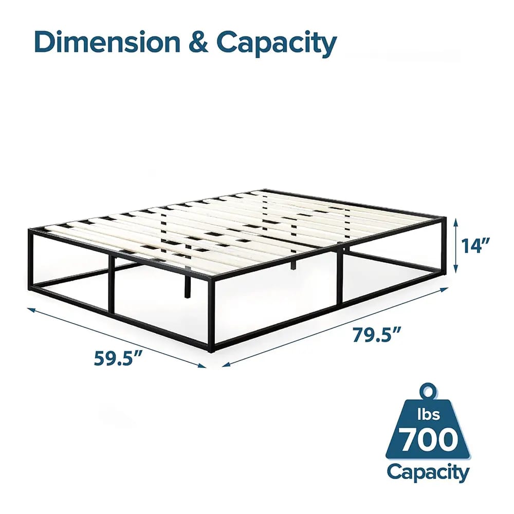 Zinus 14" Jospeh Platform Bed Frame, Black, Queen