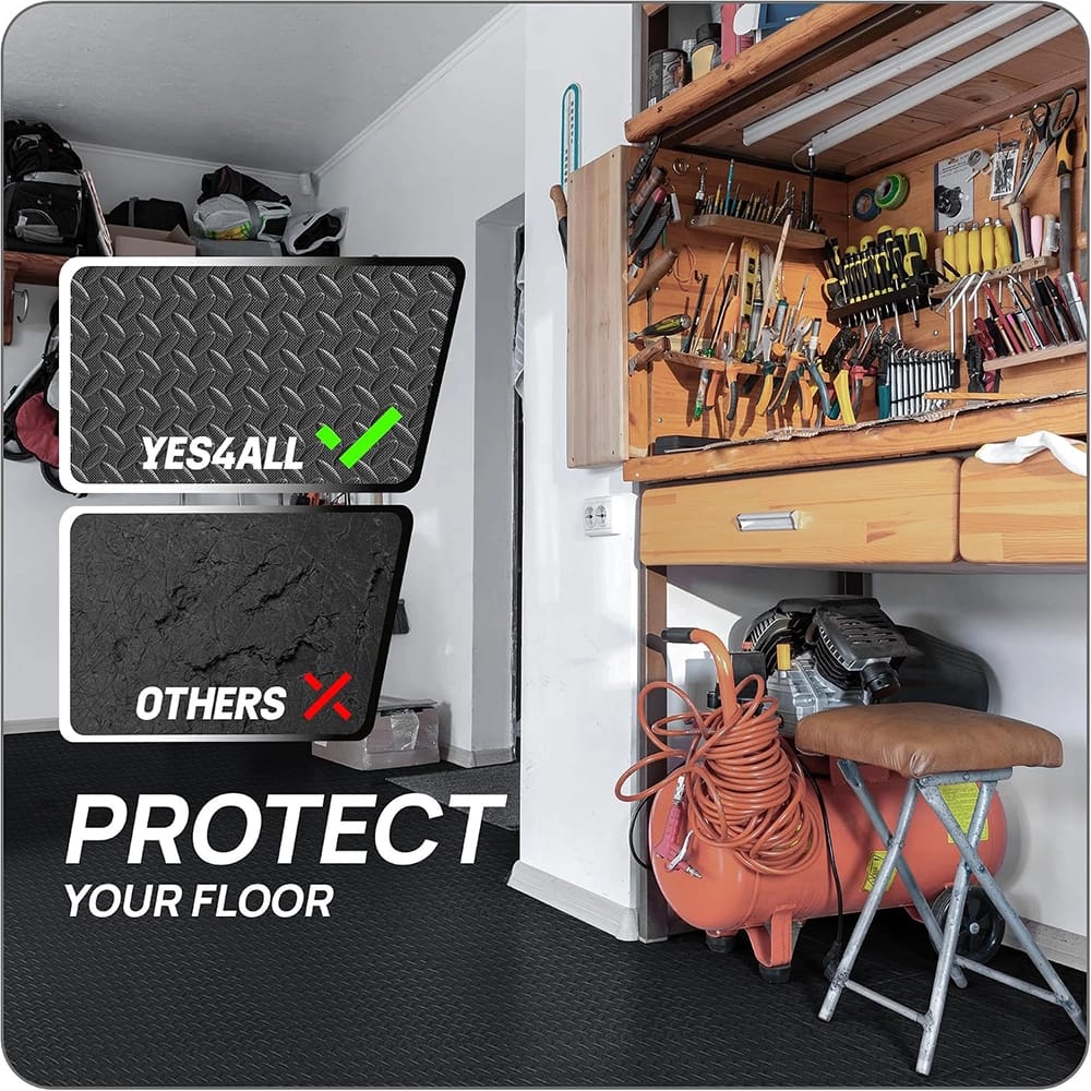 Yes4All EVA Interlocking Mats, Puzzle Floor Tiles, Black, 48 sq ft