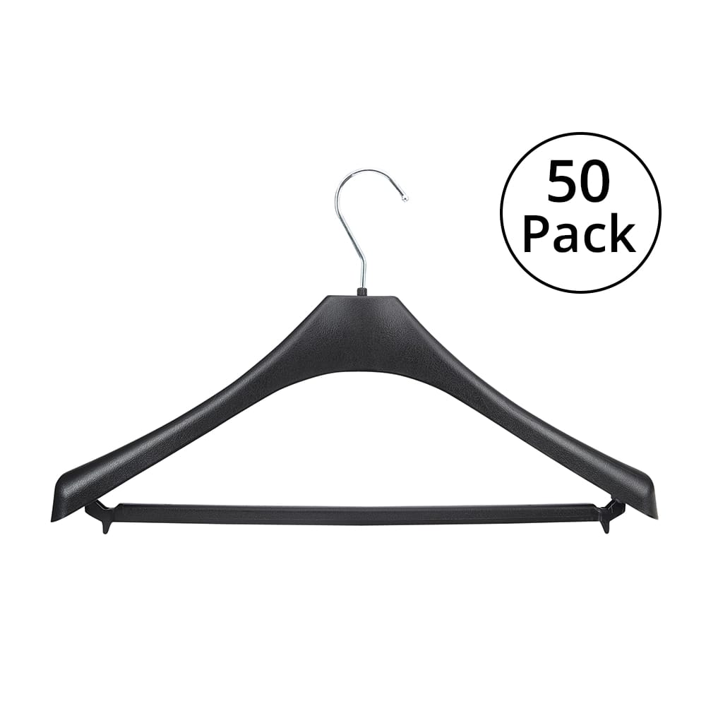 18" Suit Hanger, Black, 50 Pack