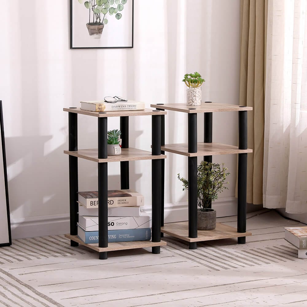 Turn-N-Tube End Table, Set of 2, Oak/Black