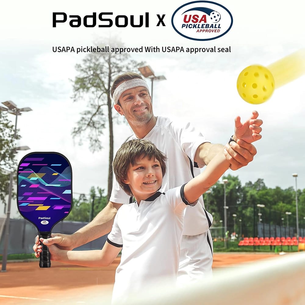 PadSoul Carbon Fiber Pickleball Paddle Set, Blue/Multi