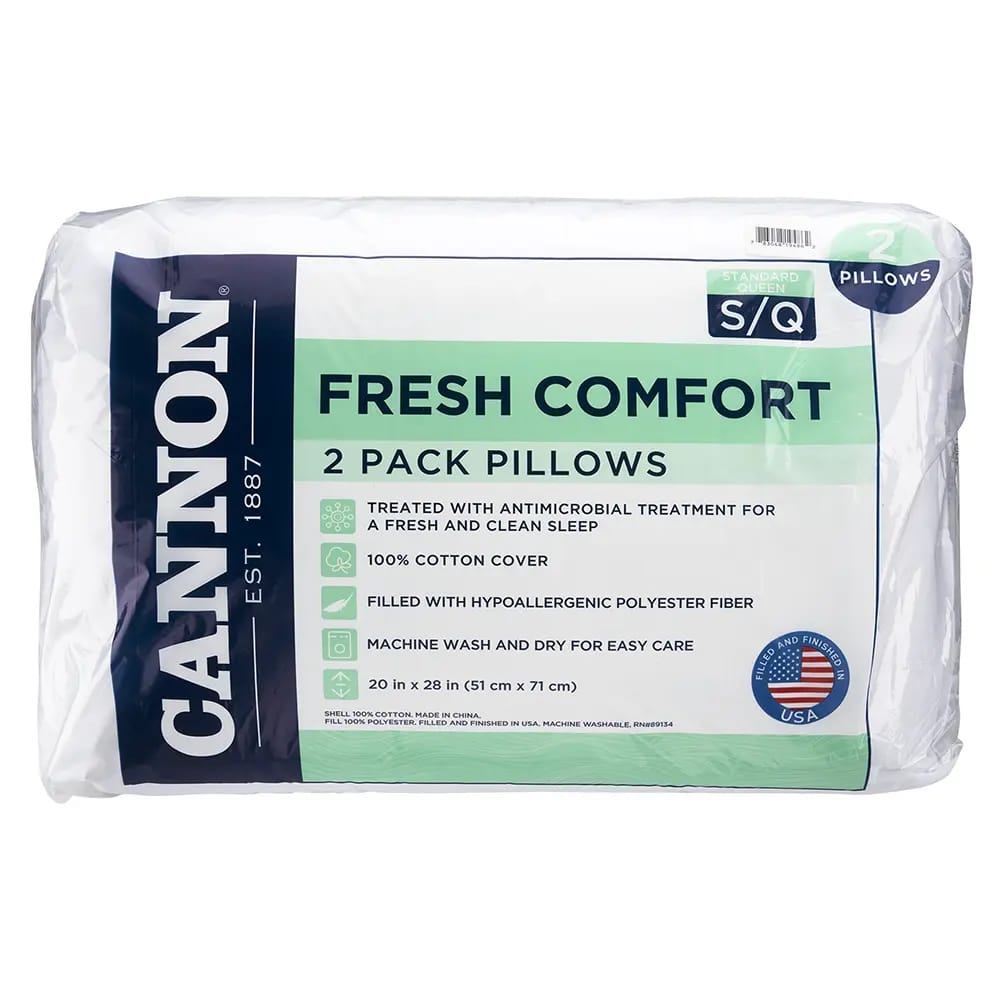 Cannon Fresh Comfort Bed Pillows, 2 Pack