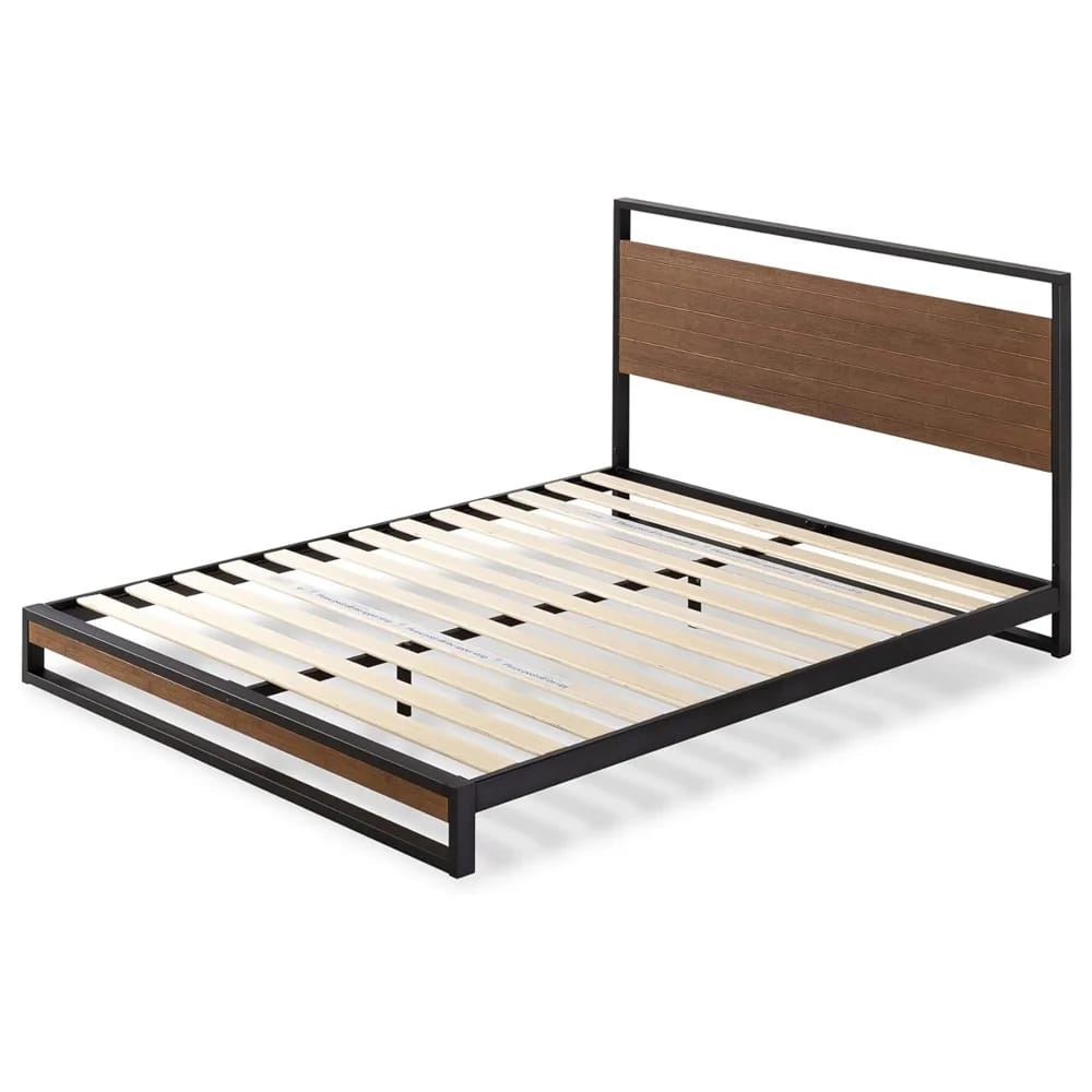 Zinus Bamboo and Metal Platform Bed Frame, Queen, Brown