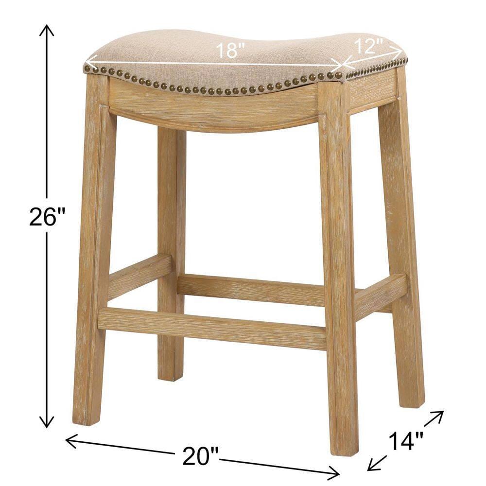 NewRidge Home Goods 26" Saddle Counter-Height Barstool, Natural/Cream