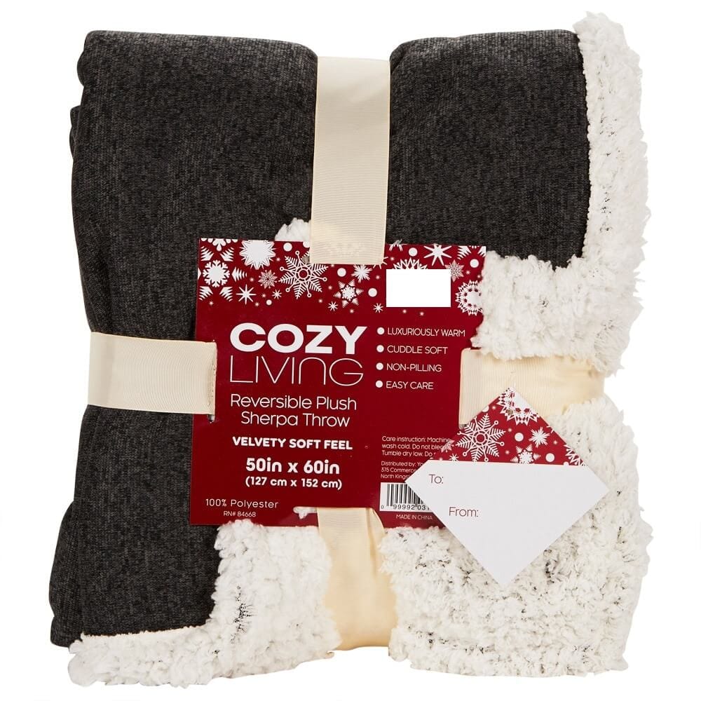 Cozy Living Plush Reversing to Sherpa Throw Blanket, 50" x 60"