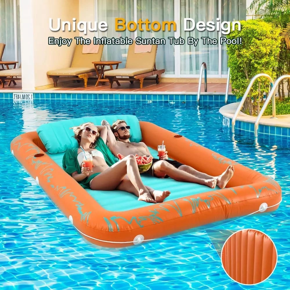 Sunrio 80" x 50" Inflatable Pool Lounger Float, Orange