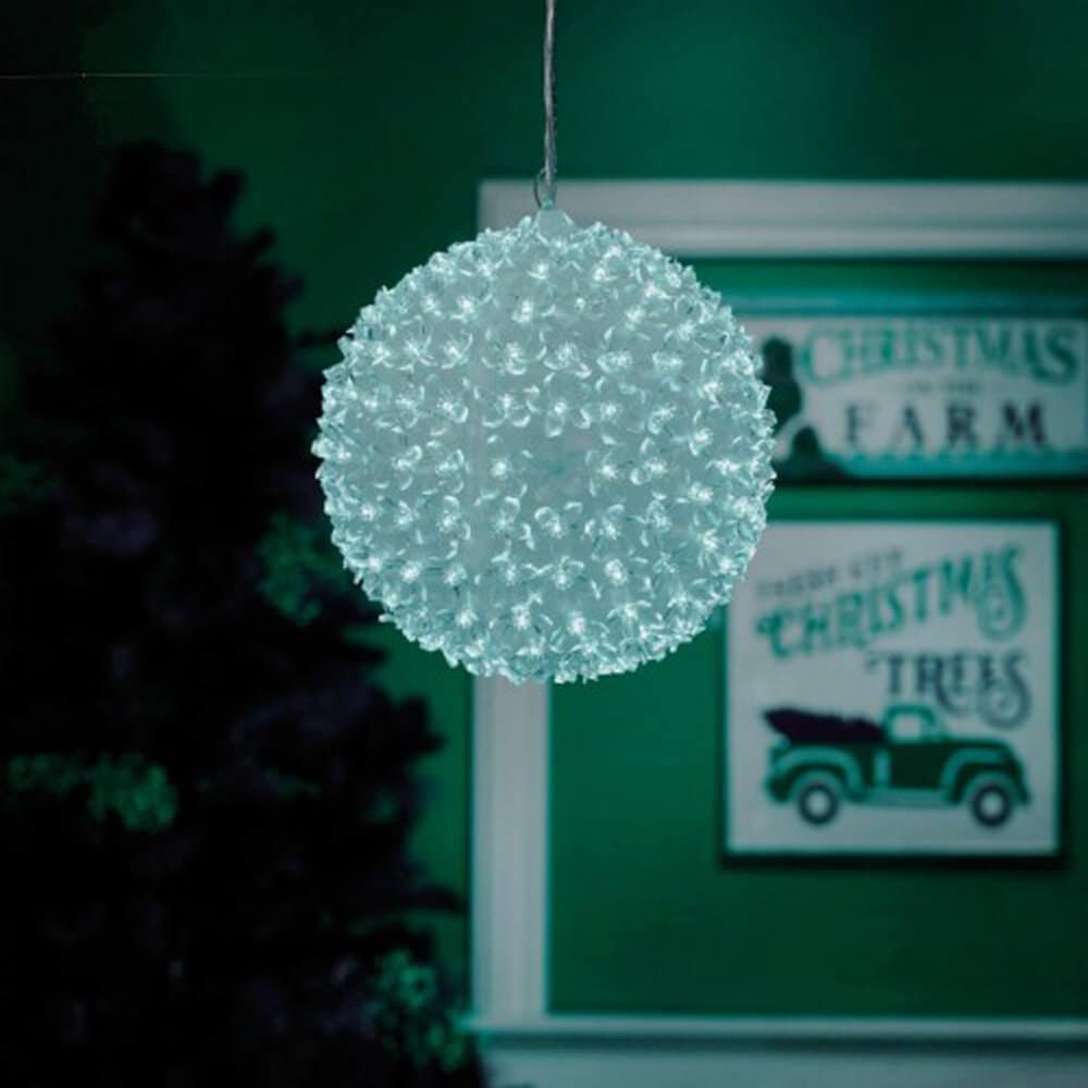 Alpine 8" Twinkling Sphere Christmas Ornament with Cool White LED Lights