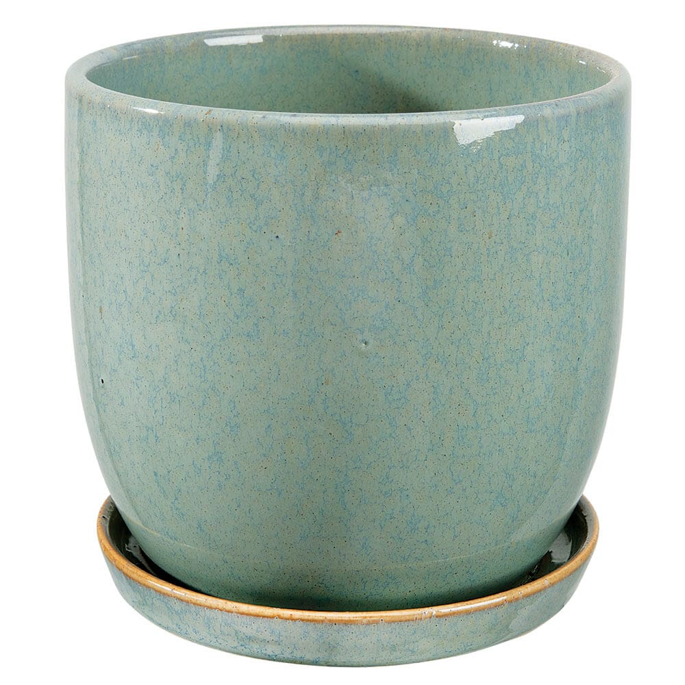 Glazed Ceramic Indoor Planter with Saucer, 5.5"