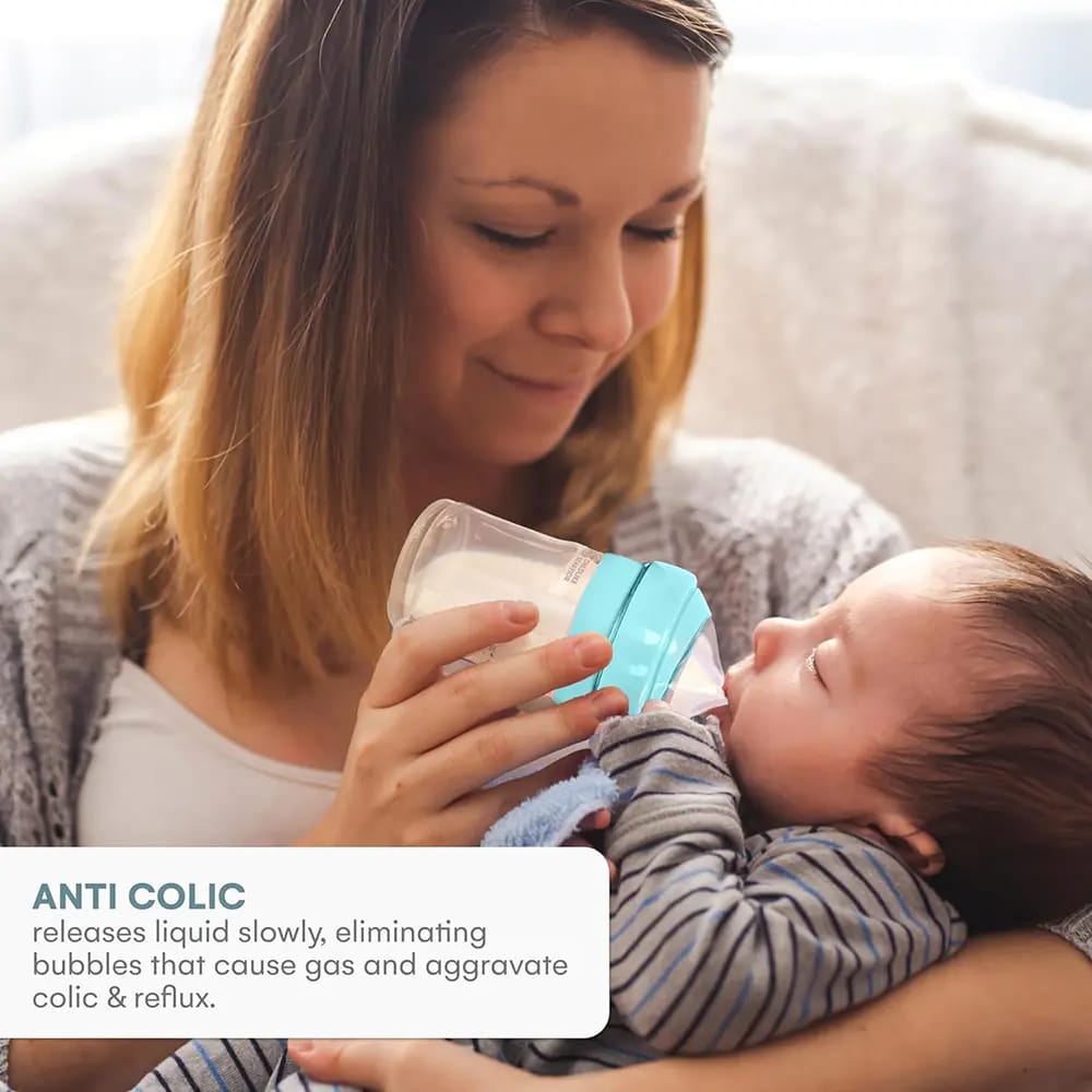 Childlike Behavior Anti-Colic Baby Bottles Set, Blue