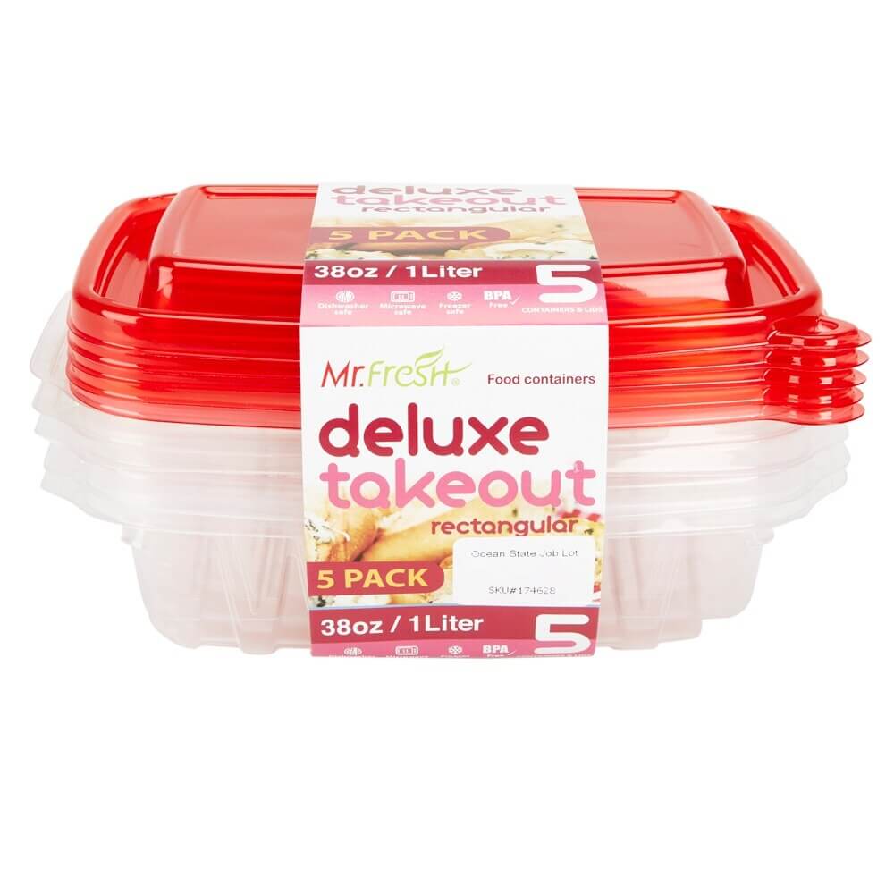 Mr. Fresh Deluxe Takeout Food Storage Container, 5 Count