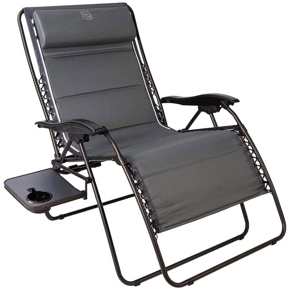 Timber Ridge Zero Gravity Oversized Folding Lounge Chair with Side Table and Cup Holder, Gray