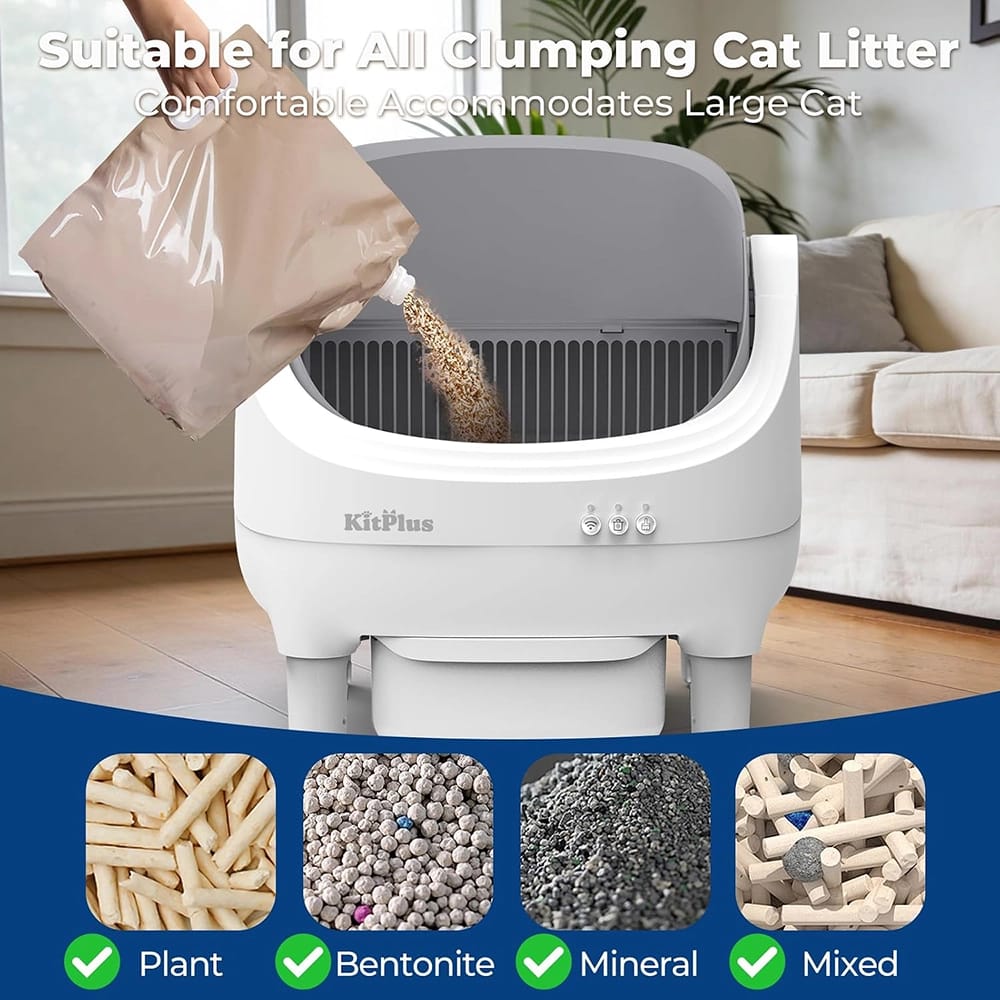 KitPlus Self Cleaning Litter Box, White