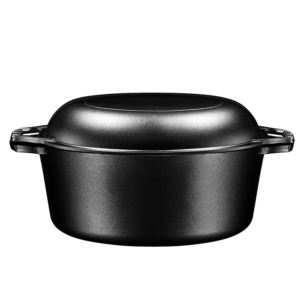 Bruntmor 7 Quart 2 In 1 Double Dutch Oven, Black