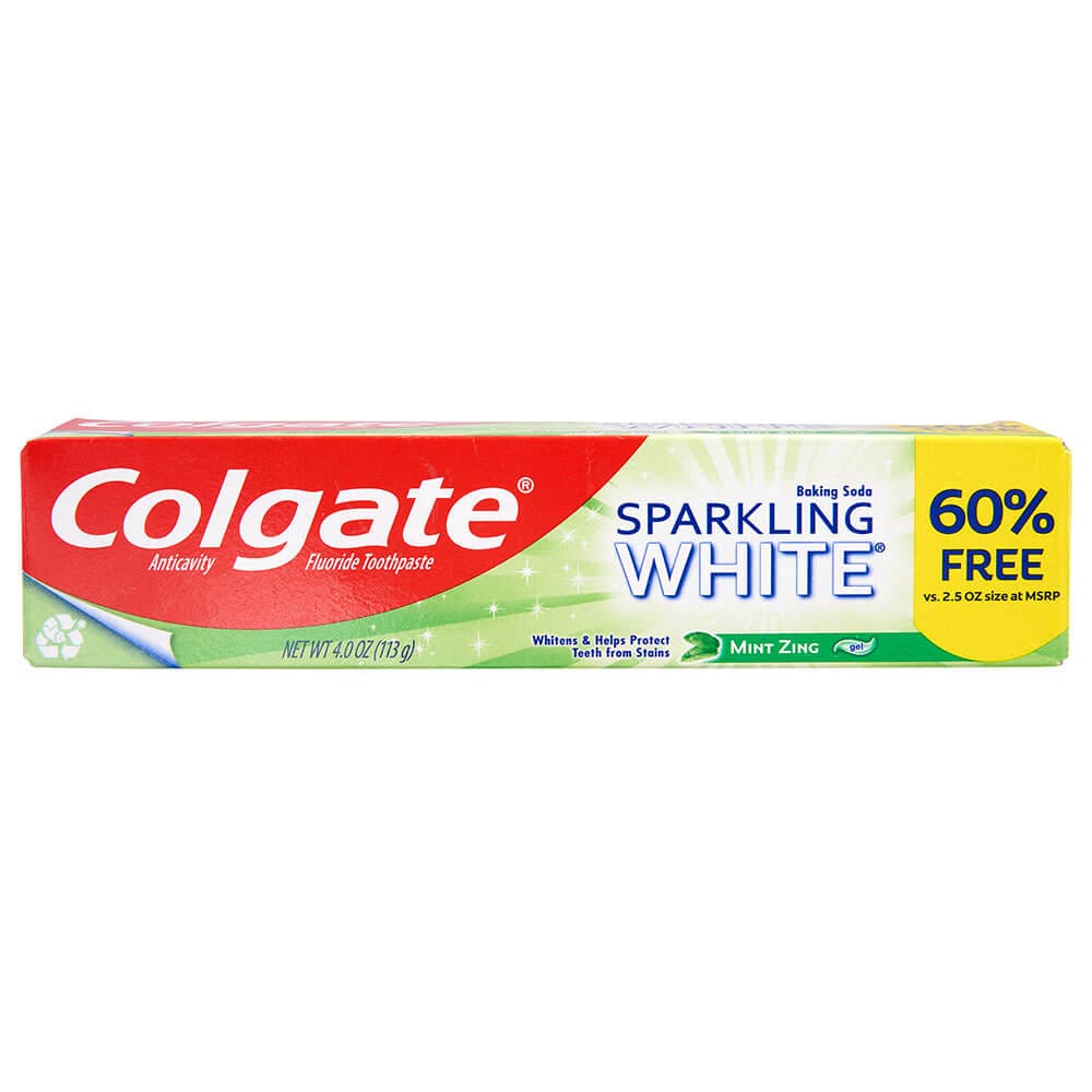 Colgate Sparkling White Mint Zing Fluoride Toothpaste with Baking Soda, 4 oz