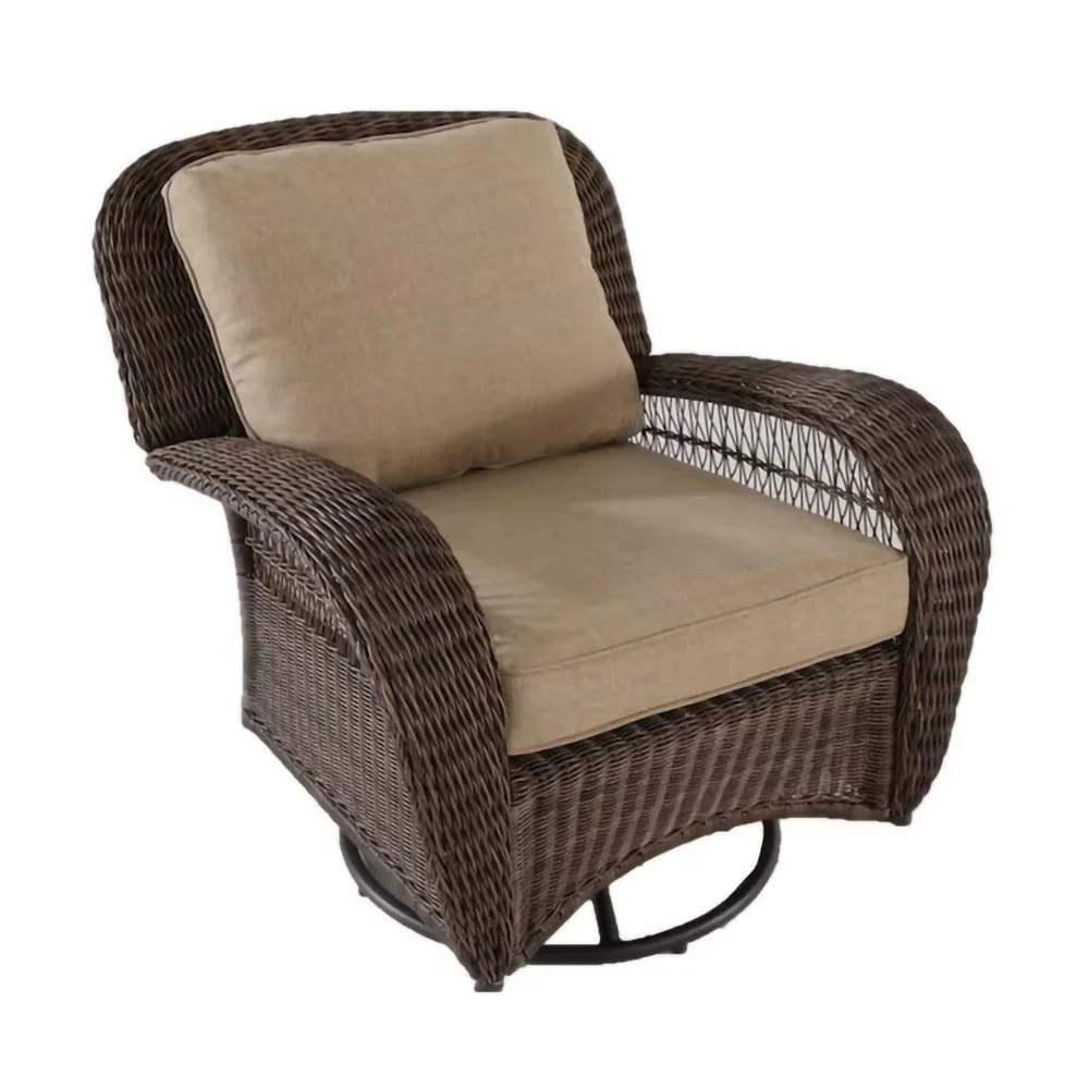 Hampton Bay Beacon Park Outdoor Patio Wicker Swivel Lounge Chair, Brown