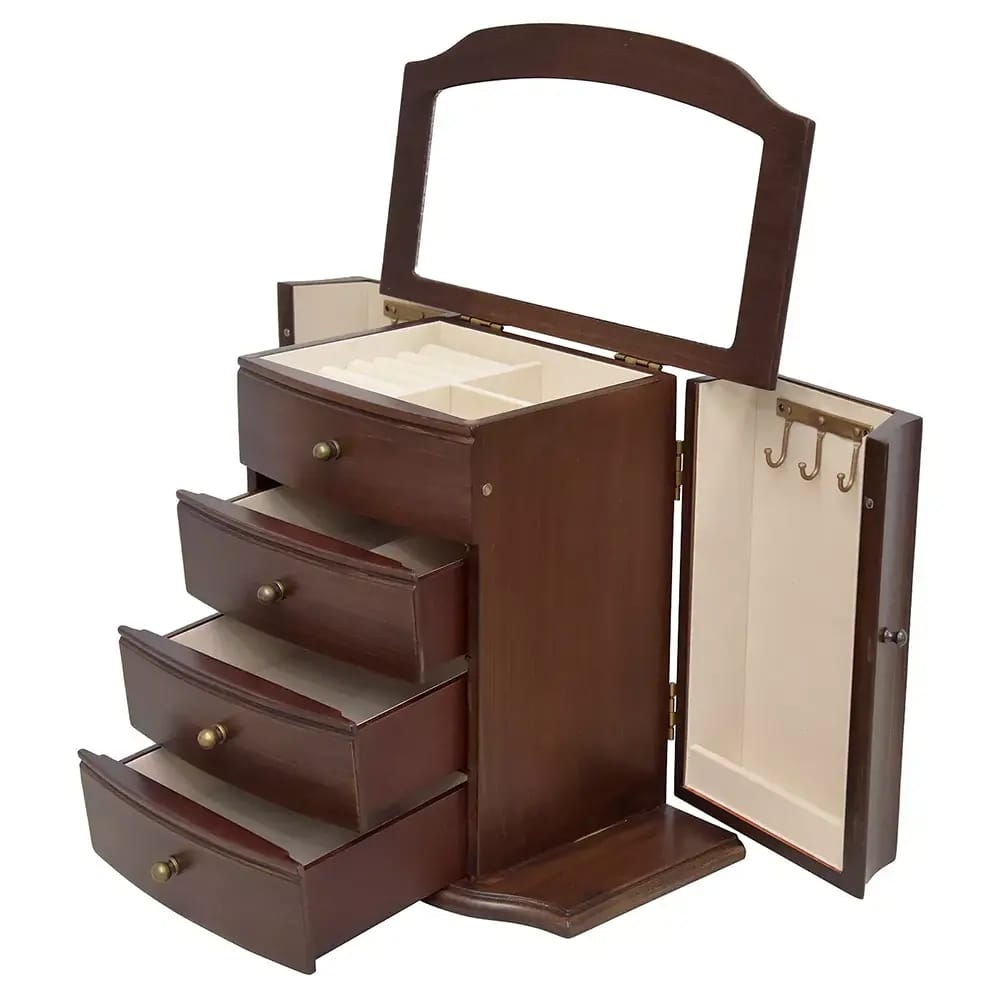 Traditional Brushed Jewelry Box, Brown