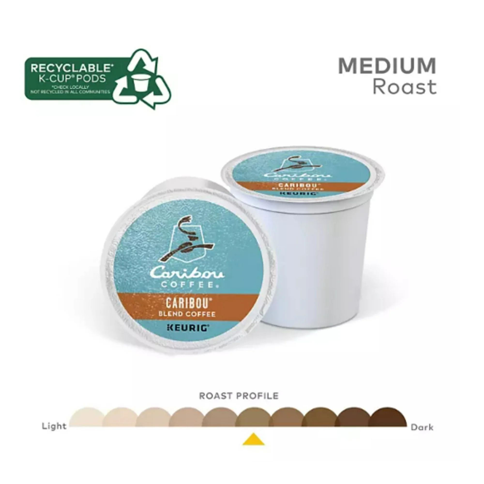 Caribou Coffee Single Medium Roast K-Cup Pod, Caribou Blend, 80 ct.