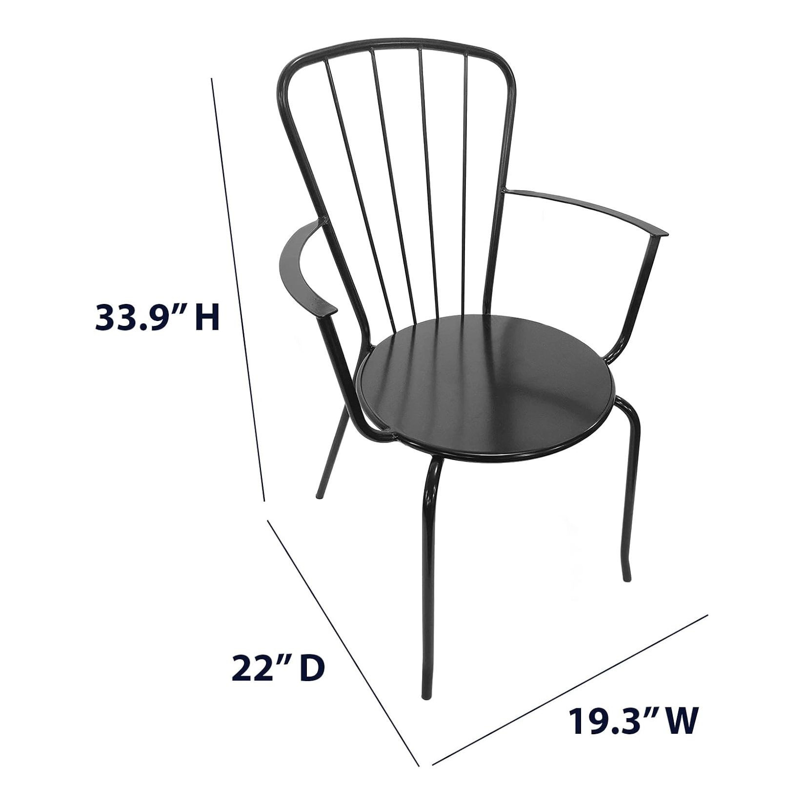 Outdoor Dining Chairs, Black, 2 Count