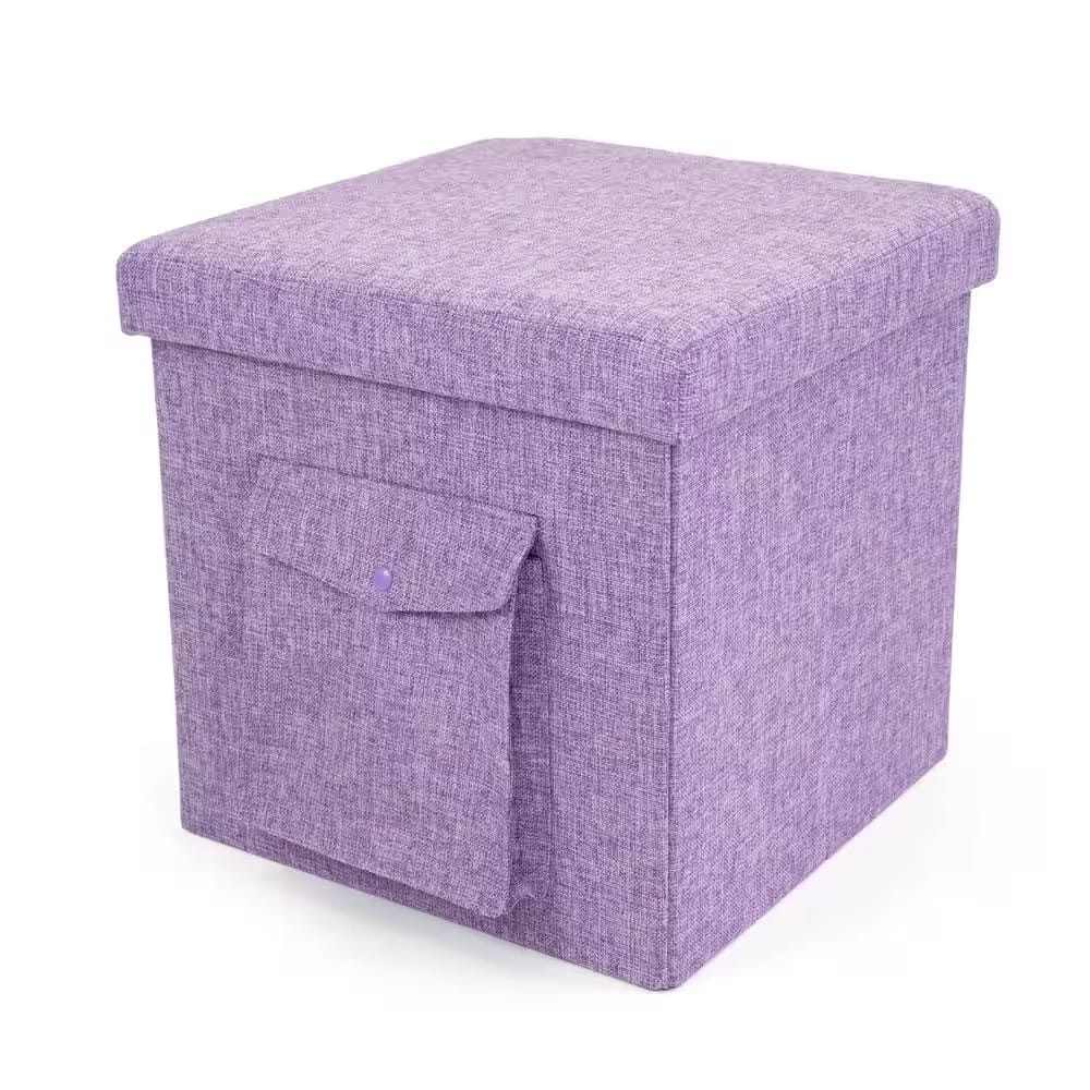 Humble Crew Folding Storage Ottoman Cube, Purple