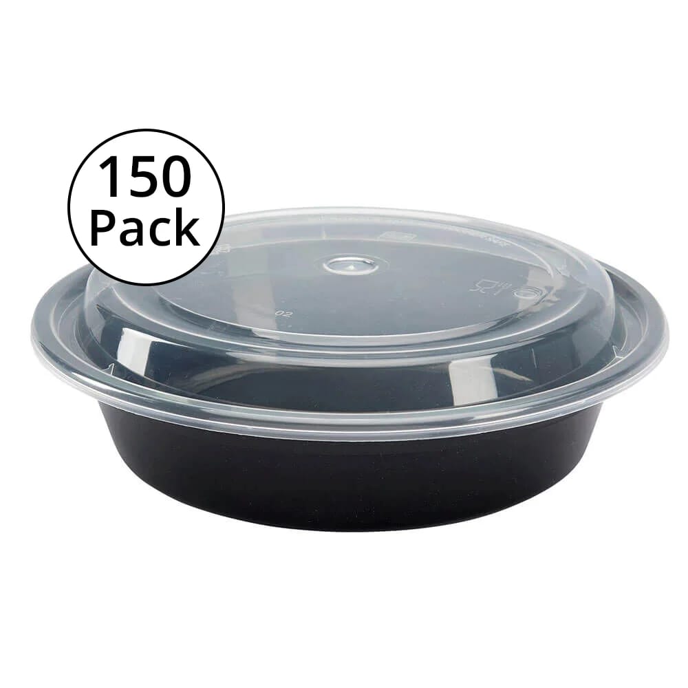 Round Food Containers, 22 oz, 150-Pack