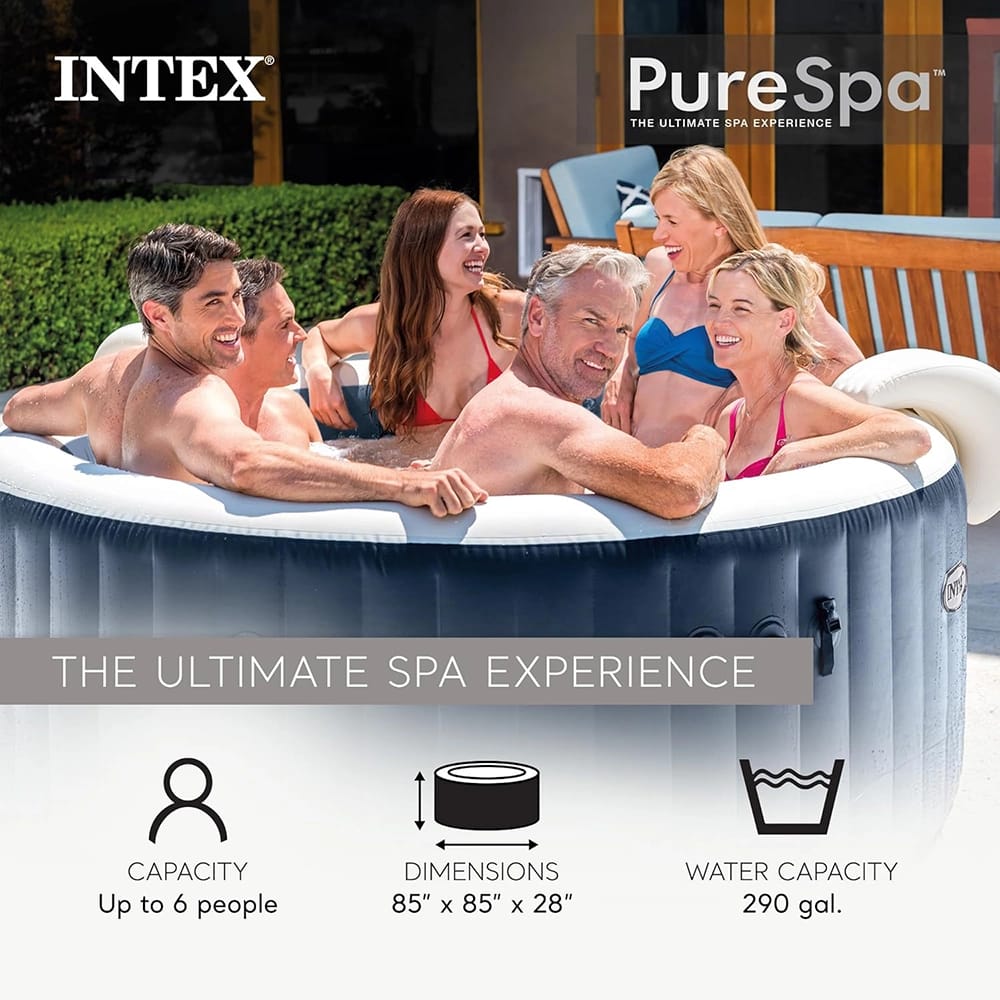 INTEX PureSpa 6-Person Inflatable Hot Tub with Energy-Efficient Spa Cover