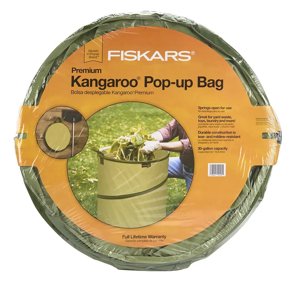 Fiskars Premium Kangaroo Pop-Up Bag, 30 gal.