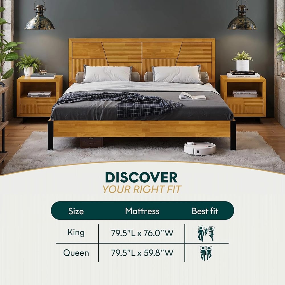 Bme Trapeze Bed Frame and Headboard, King