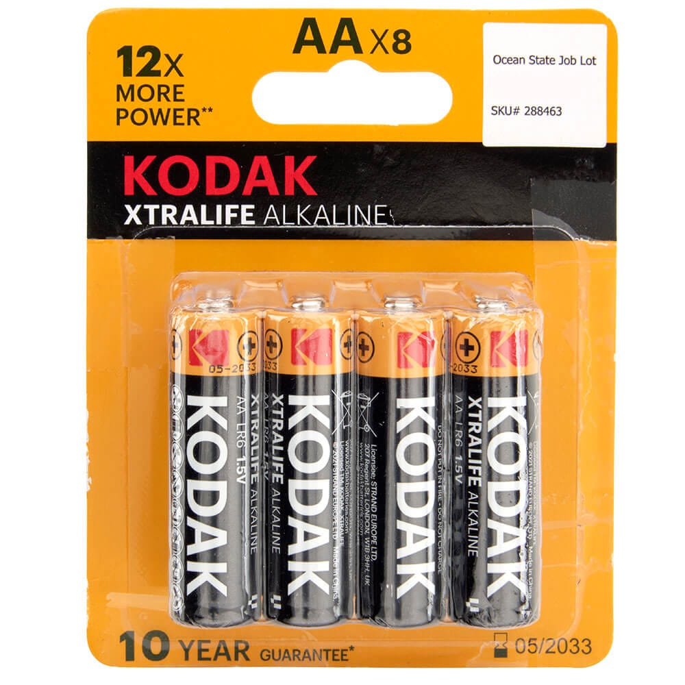 Kodak XtraLife Alkaline AA Batteries, 8 Count