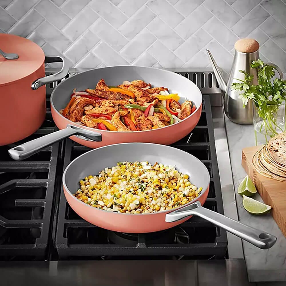 11-Piece Modern Ceramic Cookware Set, Coral