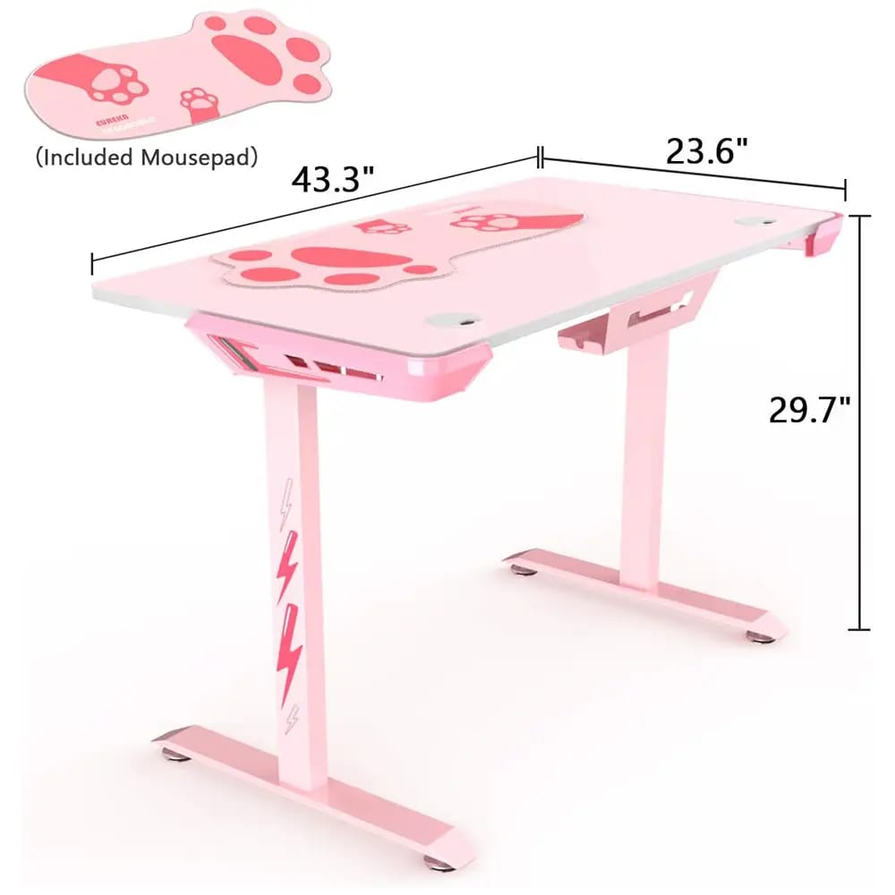 Eureka Ergonomic Gaming Desk, Pink