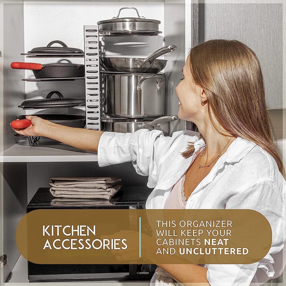 Pan Organizer Rack for Cabinet, Silver