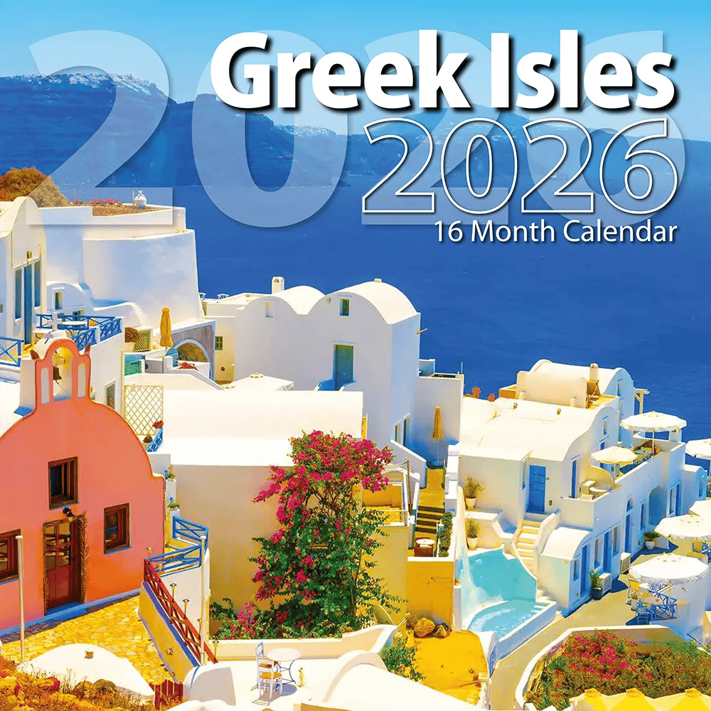 2026 Greek Isles Themed 16 Month Wall Calendar, 12"